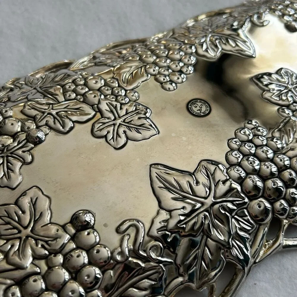 Godinger Silver Plated Grape Vine Serving Tray With Handles